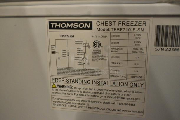 2023 Thomson TFRF710-F-SM Metal Chest Freezer w/ Hinge Lid. 115 Volts, 1 Phase. Tested and Working! - Image 4 of 4