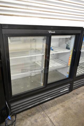 2020 True GDM-41SL-48-LD Metal Commercial 2 Door Reach In Cooler Merchandiser w/ Poly Coated Racks. 115 Volts, 1 Phase. Tested and Working!