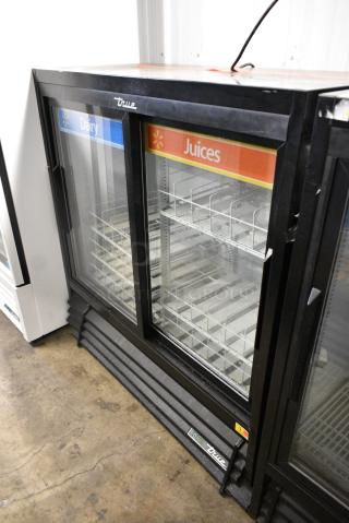 2017 True GDM-41SL-48-HC-LD Metal Commercial 2 Door Reach In Cooler Merchandiser w/ Poly Coated Racks. 115 Volts, 1 Phase. Tested and Working!