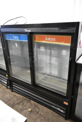2016 True GDM-41SL-48-HC-LD Metal Commercial 2 Door Reach In Cooler Merchandiser w/ Poly Coated Racks. 115 Volts, 1 Phase. Tested and Working!