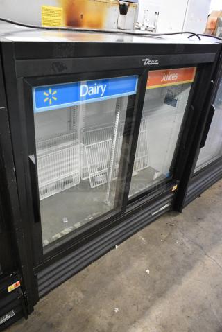 2019 True GDM-41SL-48-HC-LD Metal Commercial 2 Door Reach In Cooler Merchandiser w/ Poly Coated Racks. 115 Volts, 1 Phase. Tested and Working!