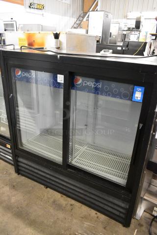 2017 True GDM-41SL-48-HC-LD Metal Commercial 2 Door Reach In Cooler Merchandiser w/ Poly Coated Racks. 115 Volts, 1 Phase. Tested and Working!