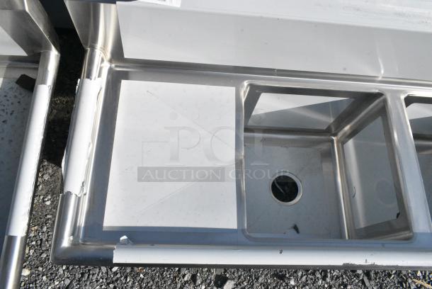 BRAND NEW SCRATCH AND DENT! Regency 600S31515215 Stainless Steel 3 Bay Sink w/ Dual Drain Boards. No Legs. Bays 15x15x12. Drain Boards 12x16 - Image 2 of 5