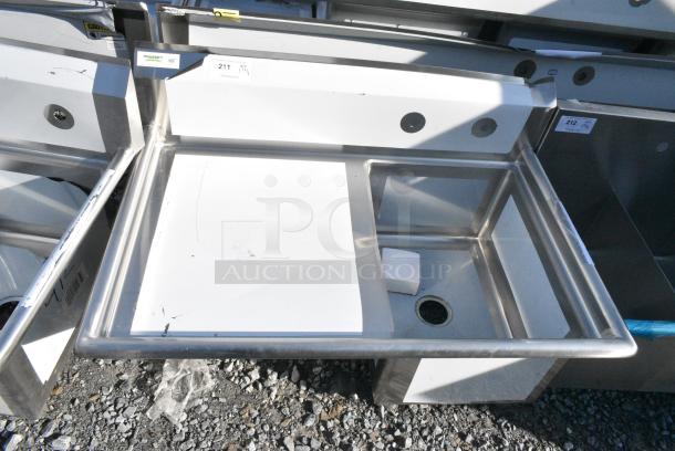 BRAND NEW SCRATCH AND DENT! Regency 600S1172324L Stainless Steel Single Bay Sink w/ Left Side Drain Board. No Legs. Bays 17x23x12. Drain Board 22x24 - Image 1 of 5