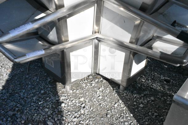 BRAND NEW SCRATCH AND DENT! Regency 600S3141414C Stainless Steel L Shaped 3 Bay Sink w/ Dual Drain Boards. No Legs. Bays 14x14x14. Drain Boards 12x15 - Image 4 of 7