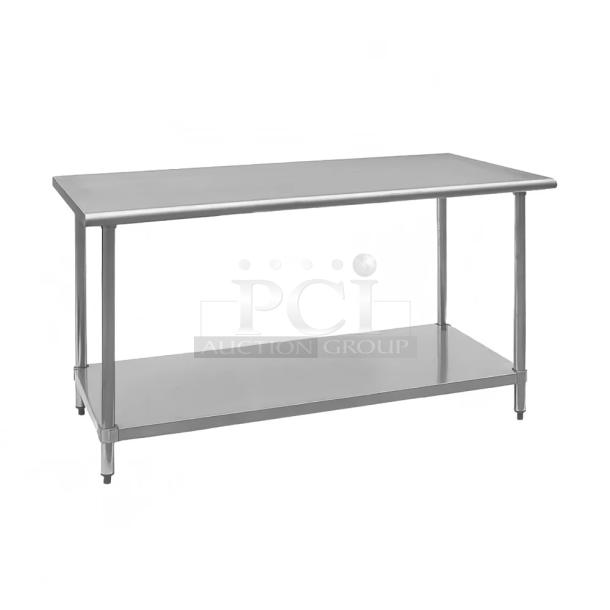 BRAND NEW SCRATCH AND DENT! Regency 600TS3072S 30" x 72" 16-Gauge 304 Stainless Steel Commercial Work Table with Undershelf. May Be Missing Pieces. - Image 1 of 3