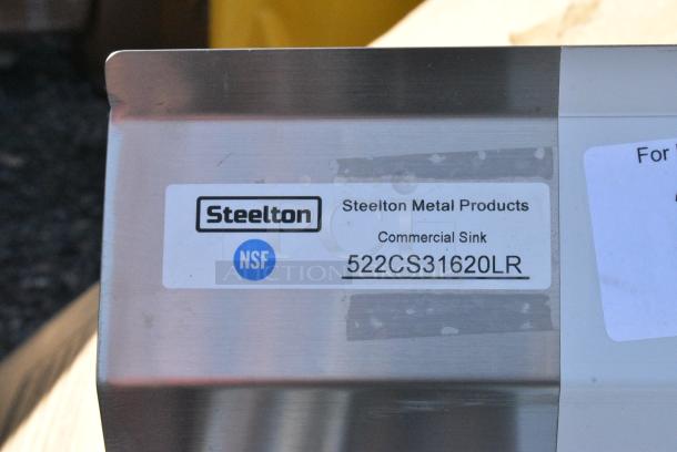 BRAND NEW SCRATCH AND DENT! Steelton 522CS31620LR Stainless Steel Commercial 3 Bay Sink w/ Dual Drain Boards. No Legs. Bays 16x20x12. Drain Boards 16x22 - Image 6 of 6