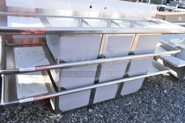 BRAND NEW SCRATCH AND DENT! Steelton 522CS31620LR Stainless Steel Commercial 3 Bay Sink w/ Dual Drain Boards. No Legs. Bays 16x20x12. Drain Boards 16x22 - Image 5 of 8