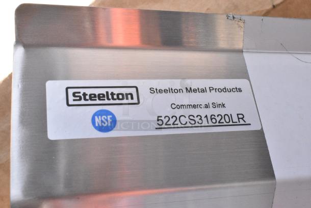 BRAND NEW SCRATCH AND DENT! Steelton 522CS31620LR Stainless Steel Commercial 3 Bay Sink w/ Dual Drain Boards. No Legs. Bays 16x20x12. Drain Boards 16x22 - Image 8 of 8
