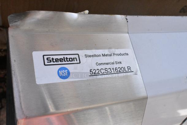 BRAND NEW SCRATCH AND DENT! Steelton 522CS31620LR Stainless Steel Commercial 3 Bay Sink w/ Dual Drain Boards. No Legs. Bays 16x20x12. Drain Boards 16x22 - Image 6 of 6