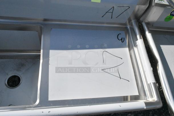 BRAND NEW SCRATCH AND DENT! Regency 600S31818224 Stainless Steel Commercial 3 Bay Sink w/ Dual Drain Boards. No Legs. Bays 18x18x14. Drain Boards 22x20 - Image 4 of 5