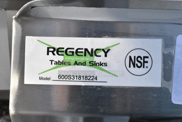 BRAND NEW SCRATCH AND DENT! Regency 600S31818224 Stainless Steel Commercial 3 Bay Sink w/ Dual Drain Boards. No Legs. Bays 18x18x14. Drain Boards 22x20 - Image 5 of 5