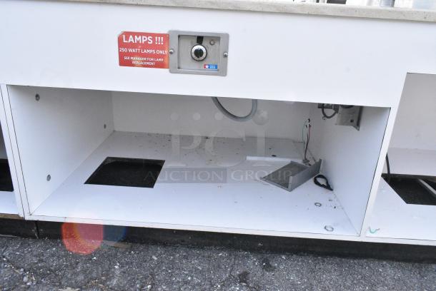 Stainless Steel Commercial Buffet Station w/ Alto Shaam ED2-48/2S 2 Tier Heated Merchandiser Case, Hot Well, Sneeze Guard, 3 Heat Lamps, 3 Wells, 2 Cup Dispensers. 120/208/240 Volts, 1 Phase. - Image 8 of 15