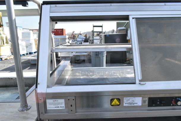 Stainless Steel Commercial Buffet Station w/ Alto Shaam ED2-48/2S 2 Tier Heated Merchandiser Case, Hot Well, Sneeze Guard, 3 Heat Lamps, 3 Wells, 2 Cup Dispensers. 120/208/240 Volts, 1 Phase. - Image 13 of 15