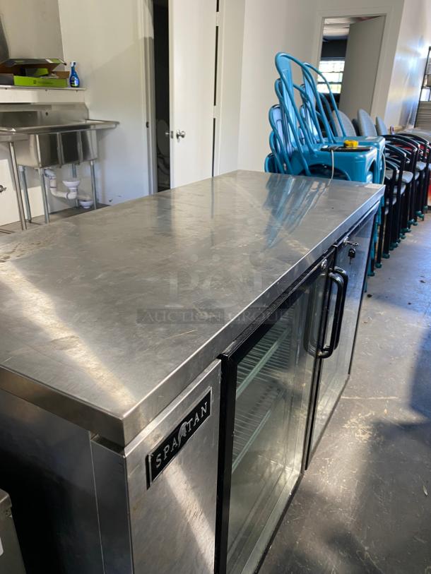 TESTED Spartan Refrigeration SSGBB-60 60.75" W Stainless Steel 2 Glass Doors Back Bar - 115 Volts - Image 2 of 4