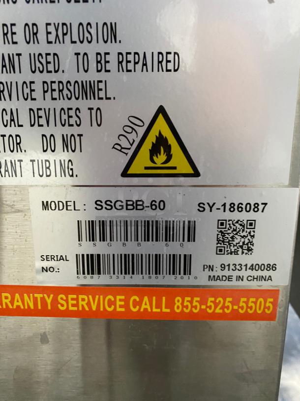 TESTED Spartan Refrigeration SSGBB-60 60.75" W Stainless Steel 2 Glass Doors Back Bar - 115 Volts - Image 4 of 4