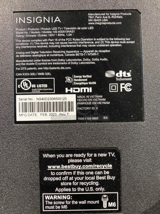 Insignia HDMI Flat Screen TVs - Image 2 of 2