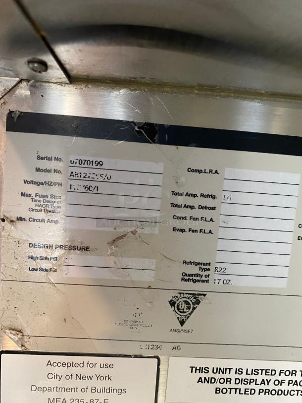 NICE Reach In Cooler Milk Refrigerator w/ Casters - NEEDS POWER CORD - Image 3 of 4