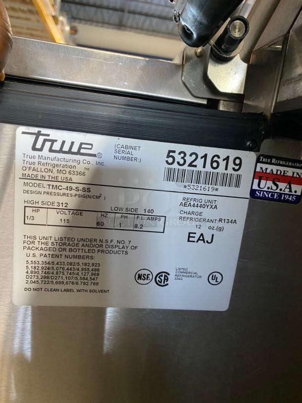 TESTED True TMC-49-S-SS 49 1/4" One Sided Milk Cooler with Stainless Steel Exterior and Interior - Image 3 of 4