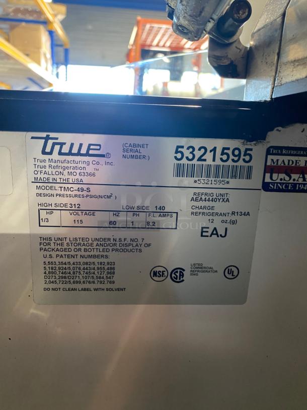 TESTED True TMC-49-S 49 1/4" One Sided Milk Cooler with Stainless Steel Exterior and Aluminum Interior - Image 4 of 5