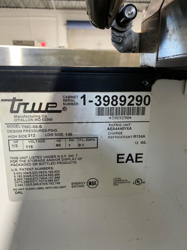 True TMC-58-S 58 1/4" One Sided Milk Cooler with Stainless Steel Exterior and Aluminum Interior - Needs Repair - Image 4 of 5