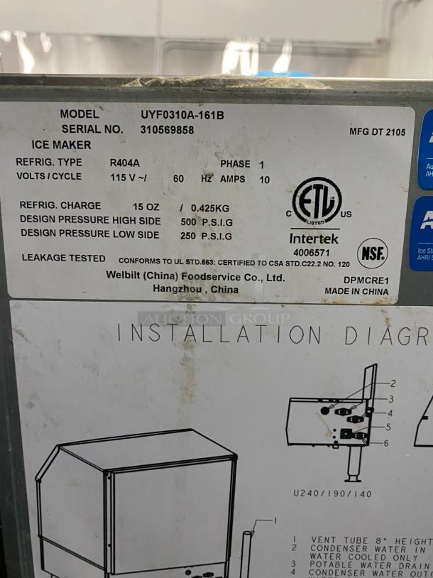 Manitowoc Ice UYF0310A 30"W Half Cube NEO Undercounter Ice Machine - 290 lbs/day, Air Cooled - Image 3 of 3