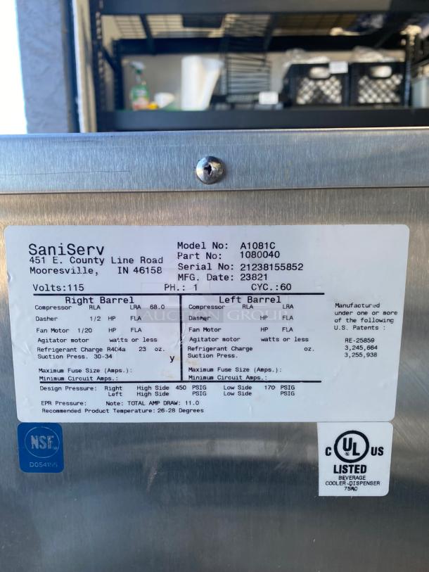 WOW Saniserv 108C Margarita Machine - Single, Countertop, 102 Servings/hr., Air Cooled, 115v - Image 3 of 3