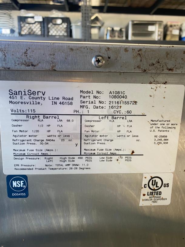 WOW Saniserv 108C Margarita Machine - Single, Countertop, 102 Servings/hr., Air Cooled, 115v - Image 3 of 3