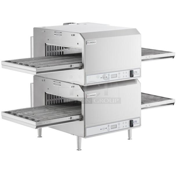 WOW! Lincoln 2500-4/1346 50" Double-Stacked Quiet Digital Countertop Impinger Electric Conveyor Oven with Push-Button Controls - 208-240V, 6 kW - Image 1 of 5