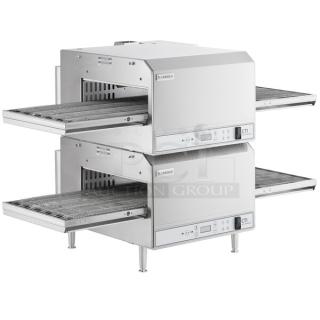 WOW! Lincoln 2500-4/1346 50" Double-Stacked Quiet Digital Countertop Impinger Electric Conveyor Oven with Push-Button Controls - 208-240V, 6 kW