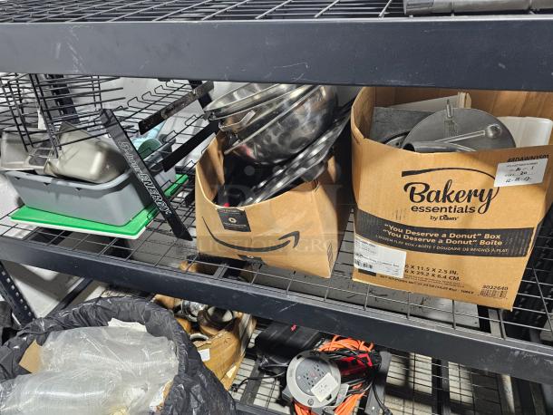 LOT Misc Restaurant Equipment, Bowls, Cutting Boards, Racks AS SHOWN - Image 1 of 4