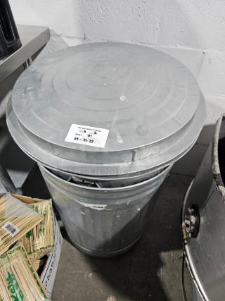 Vintage Style Galvanized Garbage Cans w/ Lids