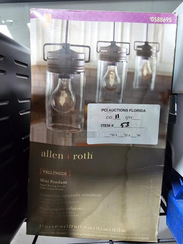 Allen + Roth Vallymede Aged Bronze Farmhouse Clear Glass Jar Mini Hanging Pendant Light - Image 2 of 2