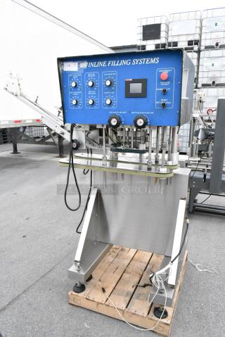 Inline Filling Systems 22580 Metal Commercial Floor Style Capping Machine. 110 Volts, 1 Phase.