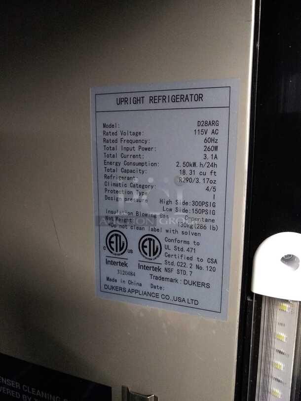 BRAND NEW DUKERS SCRATCH AND DENT COMMERCIAL REACH IN FREEZER TESTED AND WORKING D28FG - Image 3 of 7