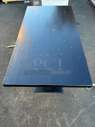 Rectangle Shaped Table with Double Post Base Black with Matte Black Base