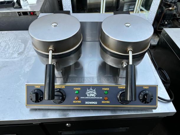 CARNIVAL KING WSM22 Non-Stick Double Waffle Maker with Timers - 120V - Image 1 of 3