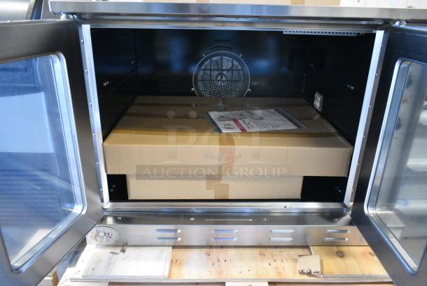 BRAND NEW SCRATCH AND DENT! Cooking Performance Group CPG 351FEC100D Stainless Steel Commercial Electric Powered Full Size Convection Oven w/ View Through Door, Thermostatic Controls and Metal Legs. 240 Volts, 1 Phase. - Image 2 of 10