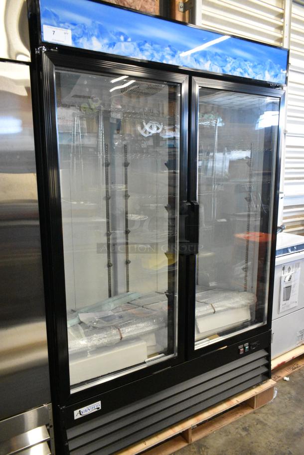 BRAND NEW SCRATCH AND DENT! 2024 Avantco 178GDC49HCB Metal Commercial 2 Door Reach In Cooler Merchandiser w/ Poly Coated Racks. 115 Volts, 1 Phase. Tested and Working! - Image 1 of 8