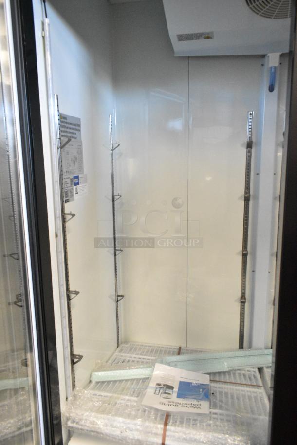 BRAND NEW SCRATCH AND DENT! 2024 Avantco 178GDC49HCB Metal Commercial 2 Door Reach In Cooler Merchandiser w/ Poly Coated Racks. 115 Volts, 1 Phase. Tested and Working! - Image 5 of 8