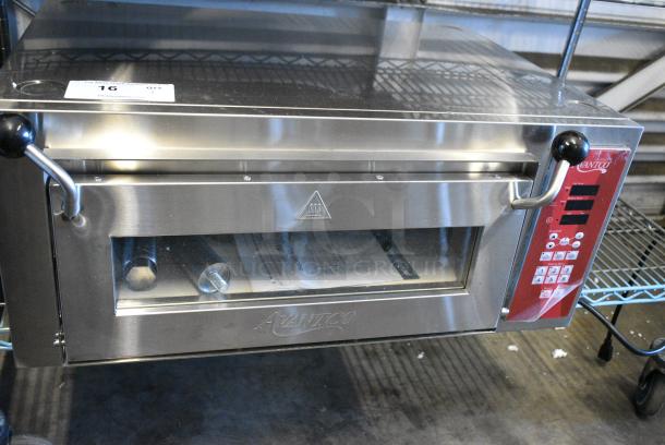 BRAND NEW SCRATCH AND DENT! Avantco 177DDPO18SA Stainless Steel Commercial Single 18" Deck Countertop Pizza / Bakery Oven with Digital Controls. 120 Volts, 1 Phase. Tested and Working! - Image 1 of 5