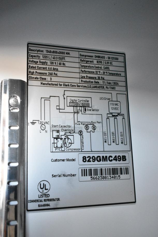 BRAND NEW SCRATCH AND DENT! Mainstreet 829GMC49B Metal Commercial 2 Door Reach In Cooler Merchandiser w/ Poly Coated Racks on Commercial Casters. 120 Volts, 1 Phase. Tested and Does Not Power On - Image 7 of 7