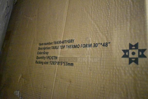 BRAND NEW SCRATCH AND DENT! 1643048TFGRY Lancaster Table & Seating 30" x 48" Rectangular Thermo-Formed MDF Table Top with Gray Wood Finish - Image 2 of 2