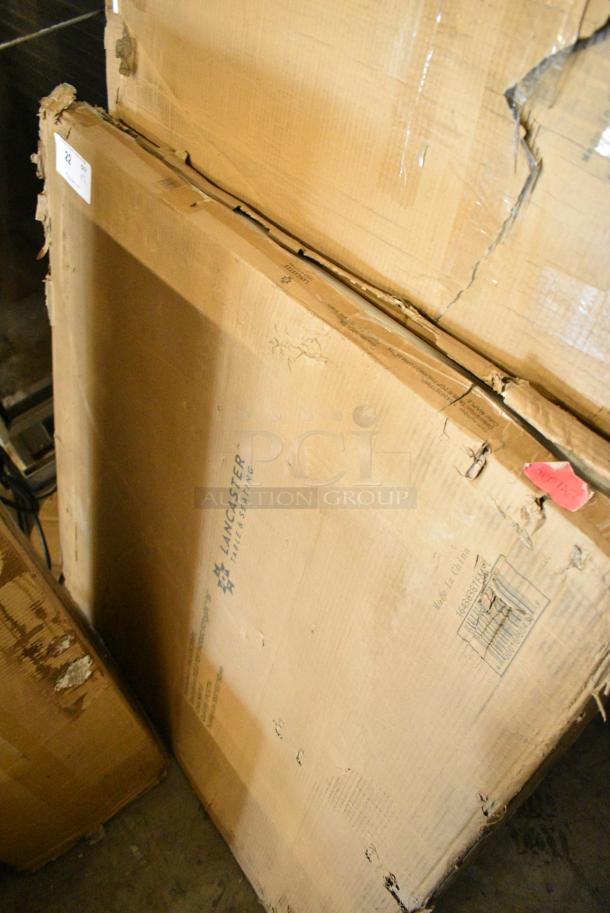 2 BRAND NEW SCRATCH AND DENT! 1643636TFMPL Lancaster Table & Seating 36" x 36" Square Thermo-Formed MDF Table Top with Maple Finish. 2 Times Your Bid! - Image 1 of 3