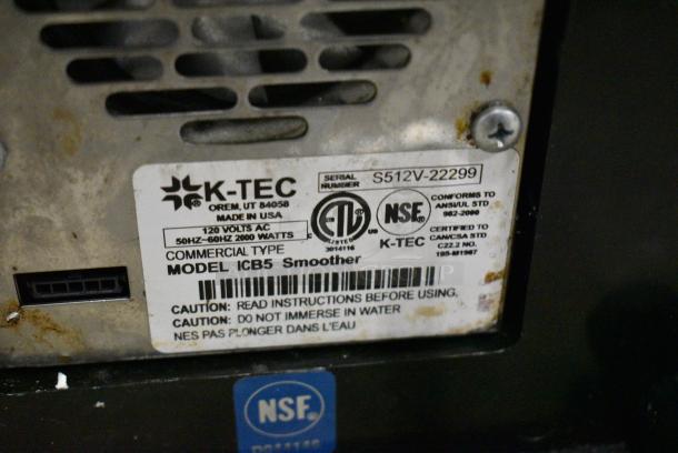 K-Tec ICB5 Metal Commercial Countertop Blender Base w/ Hinge Dome Cover. 120 Volts, 1 Phase. Tested and Working! - Image 4 of 4