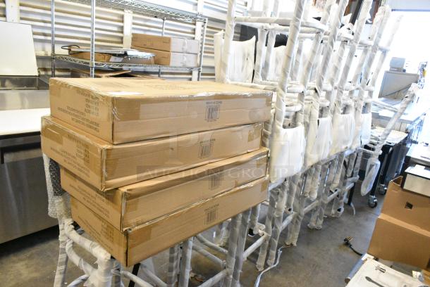 16 BRAND NEW SCRATCH AND DENT! Lancaster Table & Seating 164BMTLADFR Black Metal Ladder Back Bar Height Chair w/ Seat Cushion. 16 Times Your Bid! - Image 2 of 4