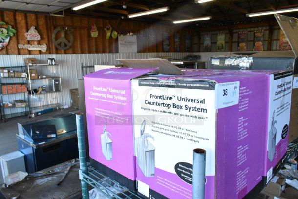 4 BRAND NEW SCRATCH AND DENT! San Jamar P4900 FrontLine Universal Countertop Condiment Pump Dispenser System - Metal Finish. 4 Times Your Bid! - Image 1 of 3