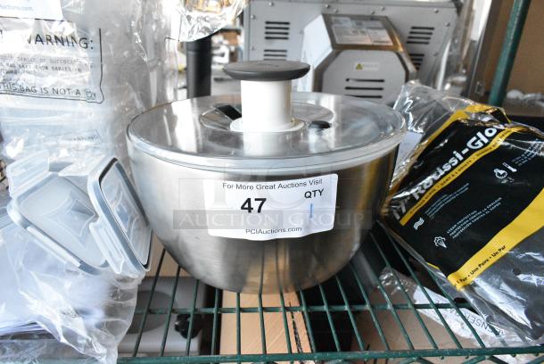 BRAND NEW SCRATCH AND DENT! Stainless Steel Salad Spinner. - Image 1 of 3