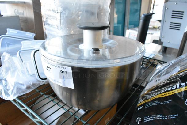 BRAND NEW SCRATCH AND DENT! Stainless Steel Salad Spinner. - Image 2 of 3