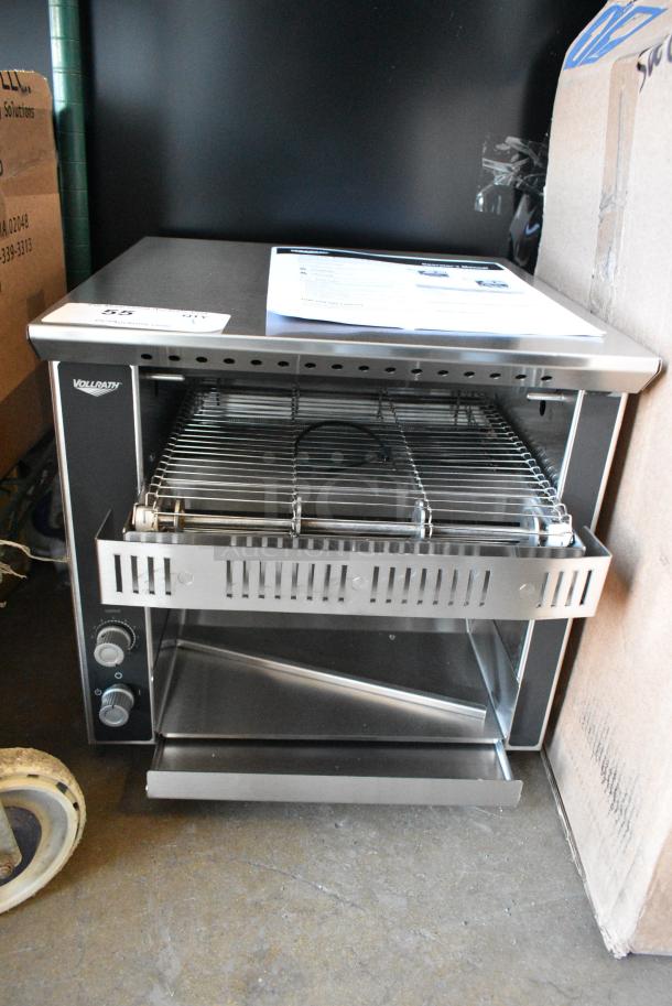 BRAND NEW SCRATCH AND DENT! Vollrath JT1H Stainless Steel Commercial Countertop Conveyor Toaster with 2 1/2" Opening . 120 Volts, 1 Phase. Tested and Working! - Image 1 of 4